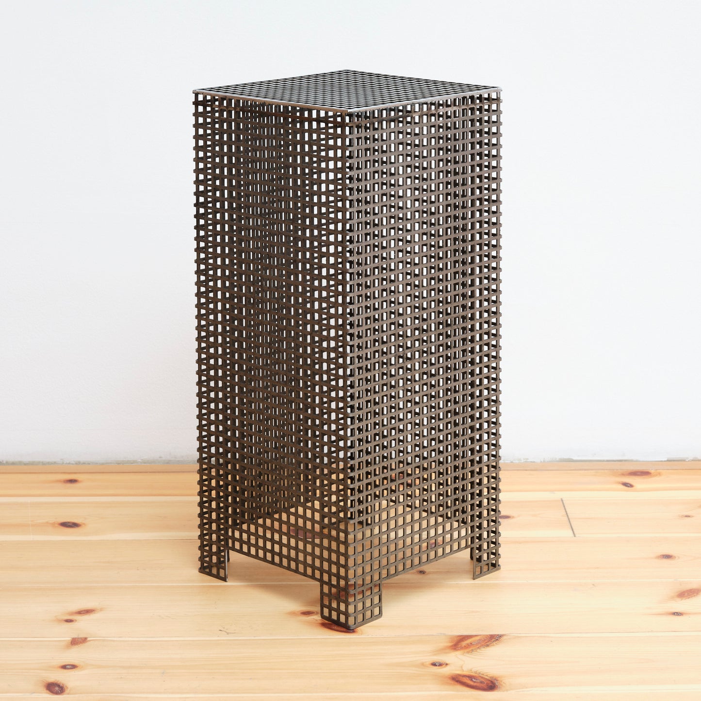 Steel grid pedestal, high, by Lisa Reiser