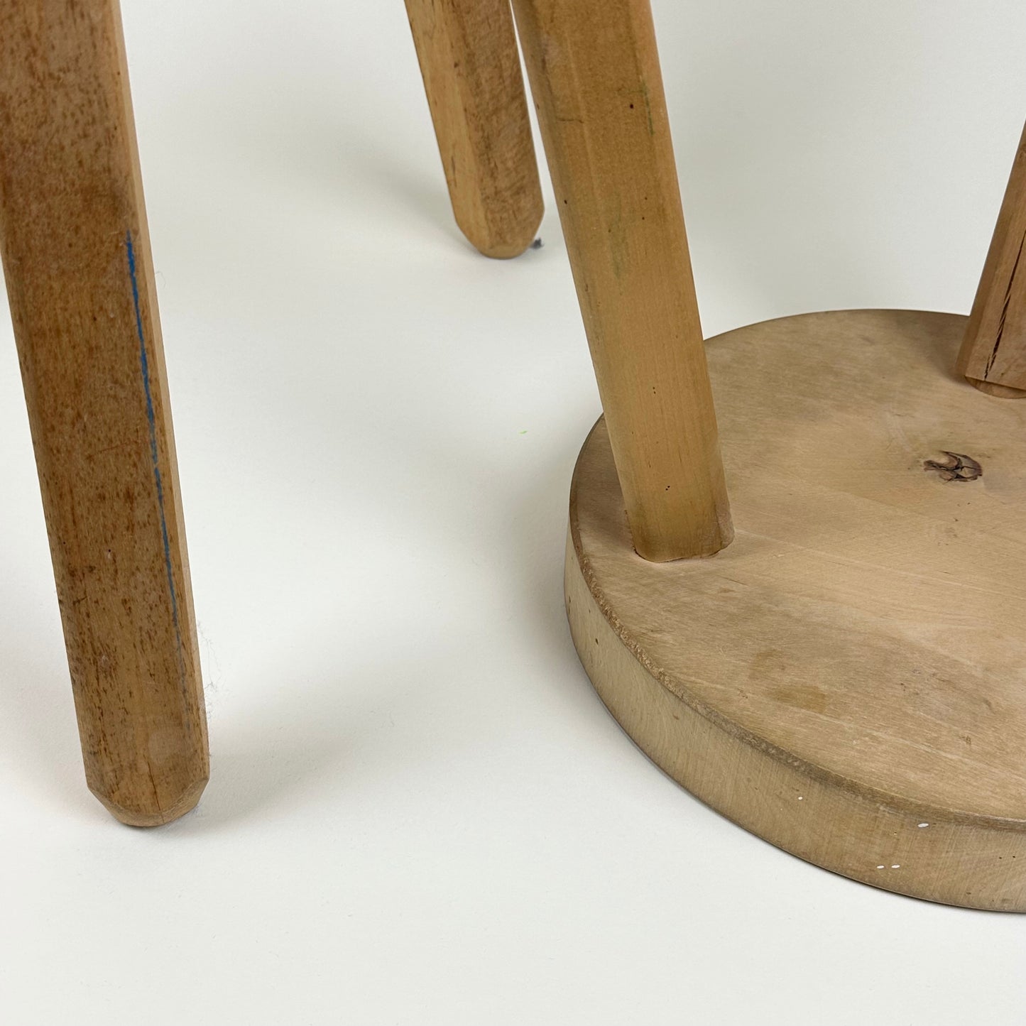 Pair of wooden elm stools, vintage