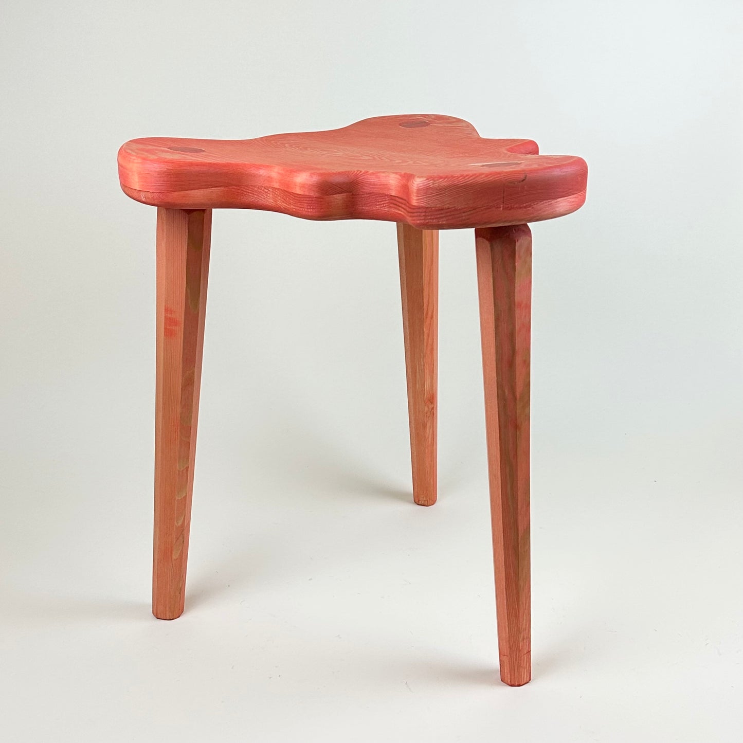 Red wooden stool by HSAB