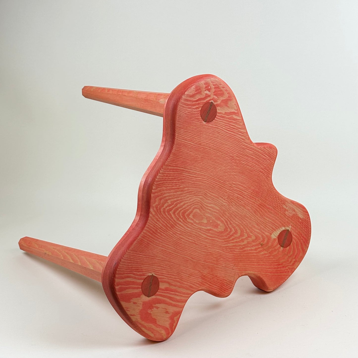 Red wooden stool by HSAB