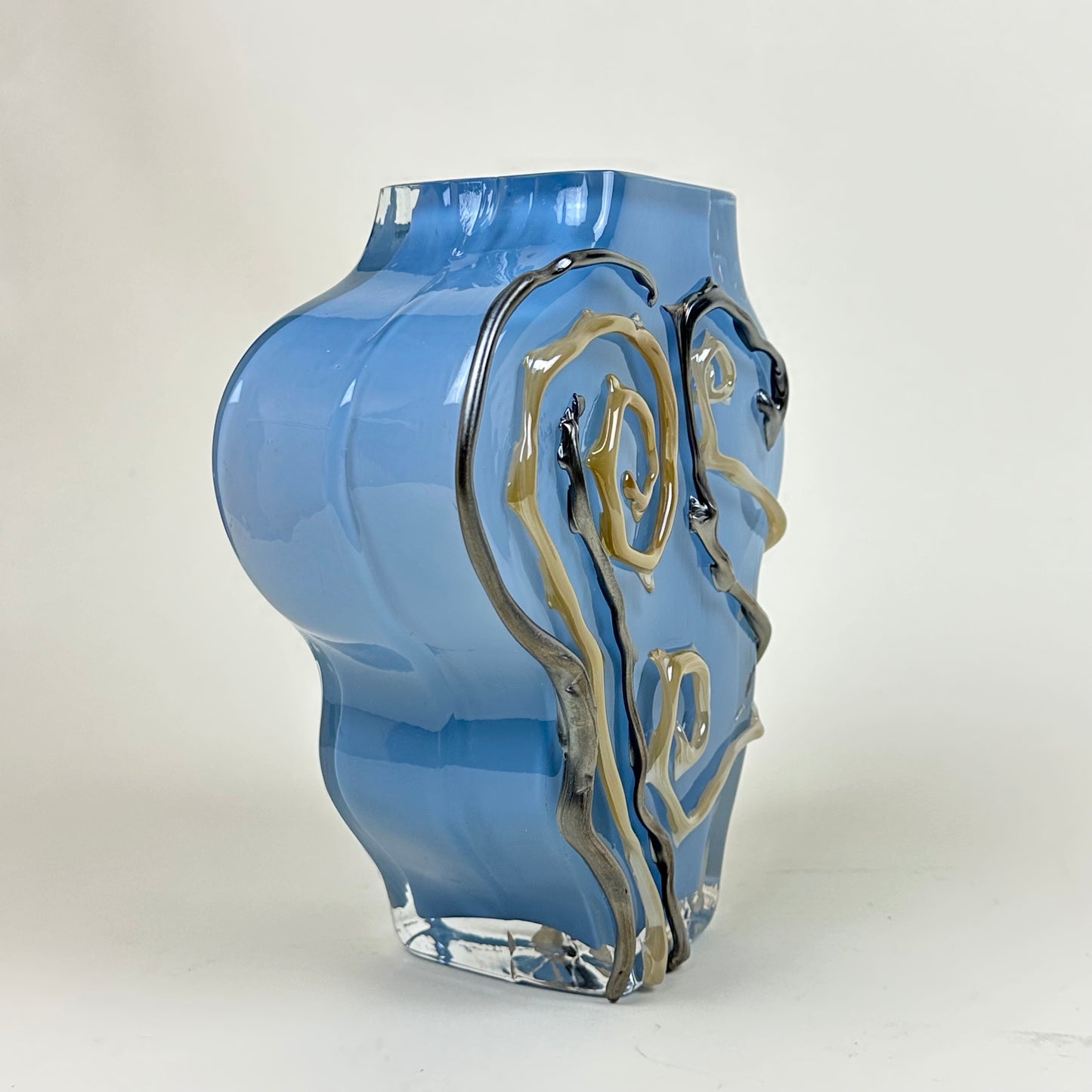 Blue glass vase by Silje Lindrup
