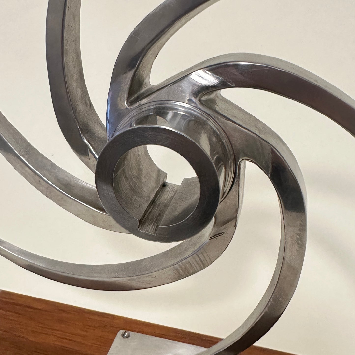 "Sun" sculpture in metal on wood base, vintage