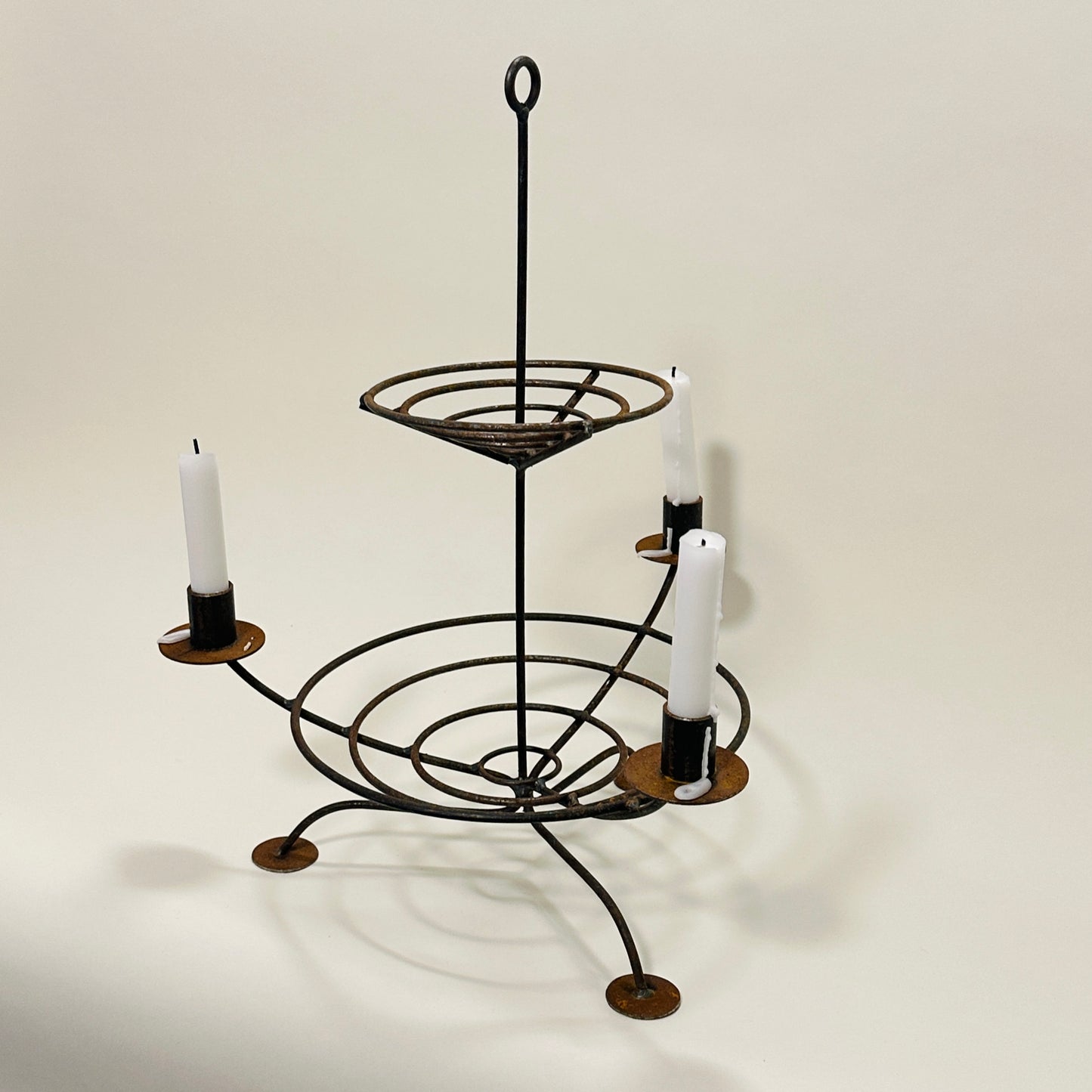 Large rustic metal candelabra, vintage