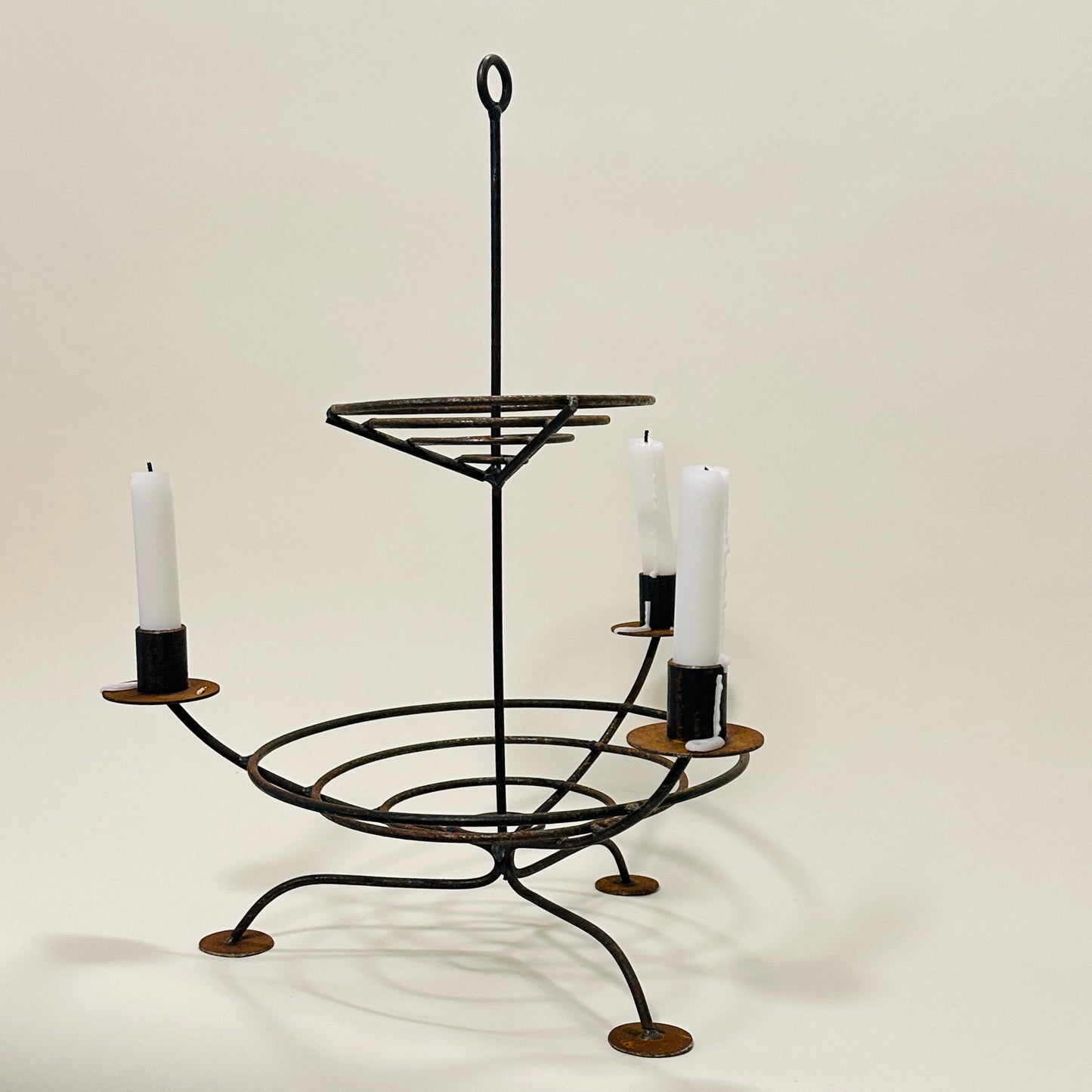 Large rustic metal candelabra, vintage