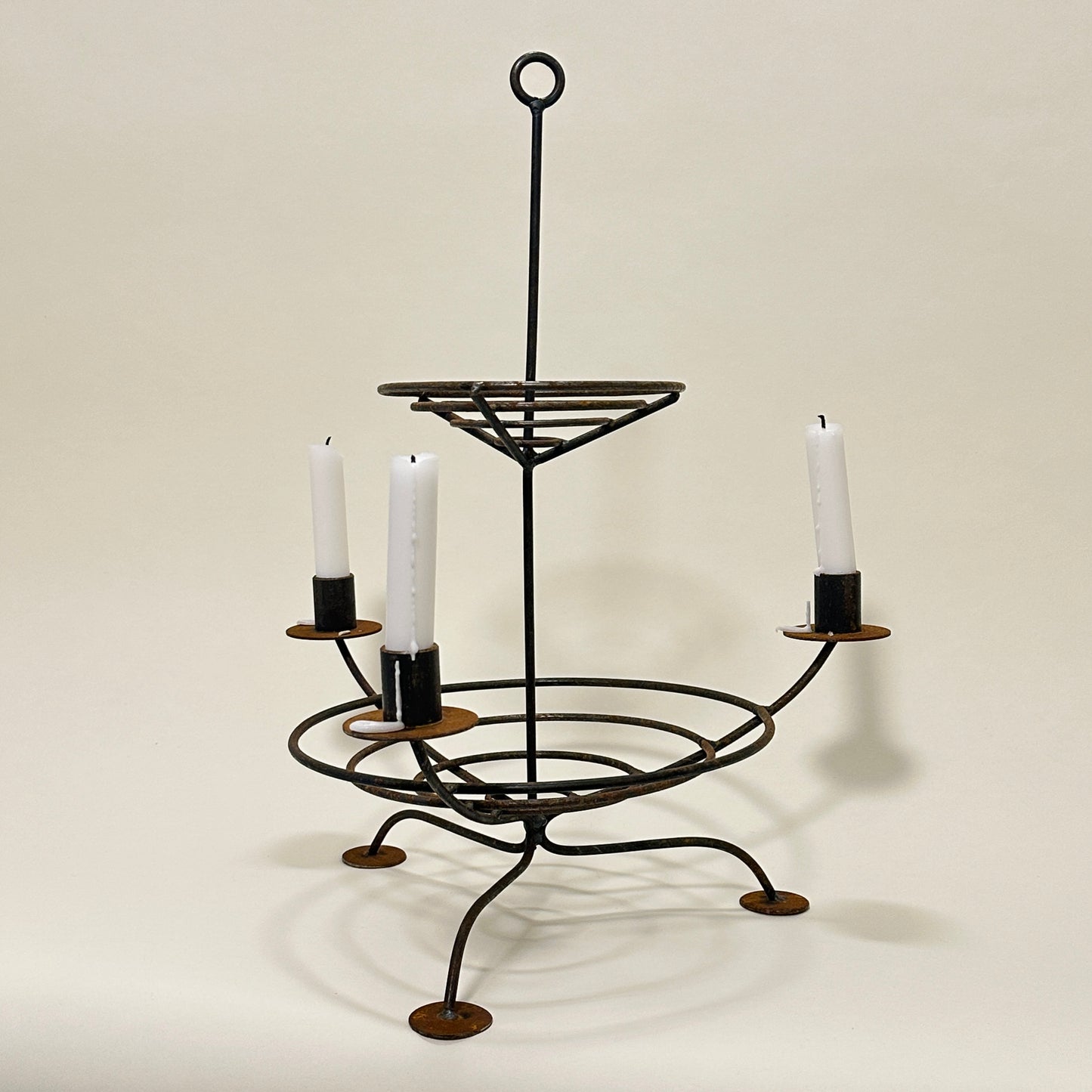 Large rustic metal candelabra, vintage