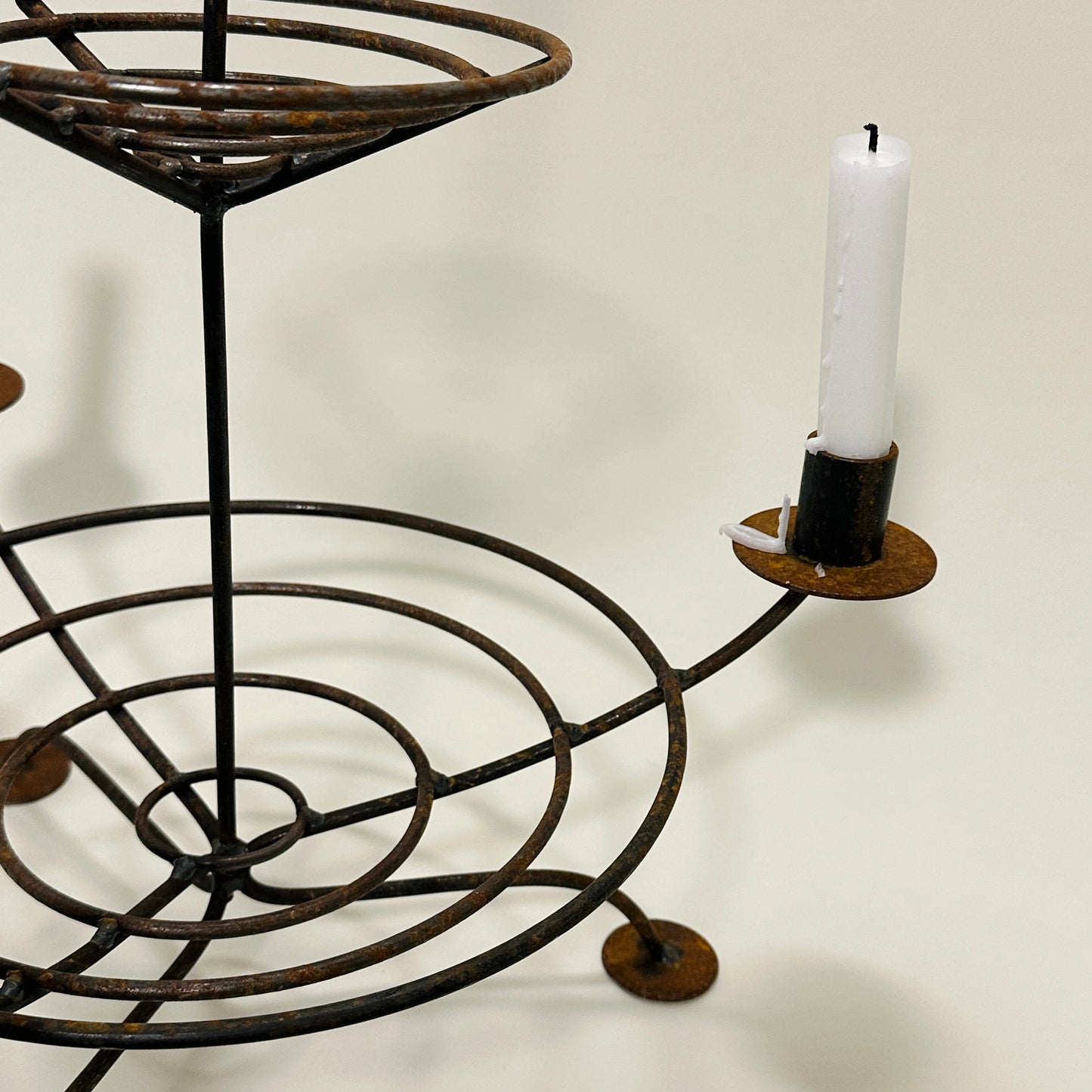 Large rustic metal candelabra, vintage