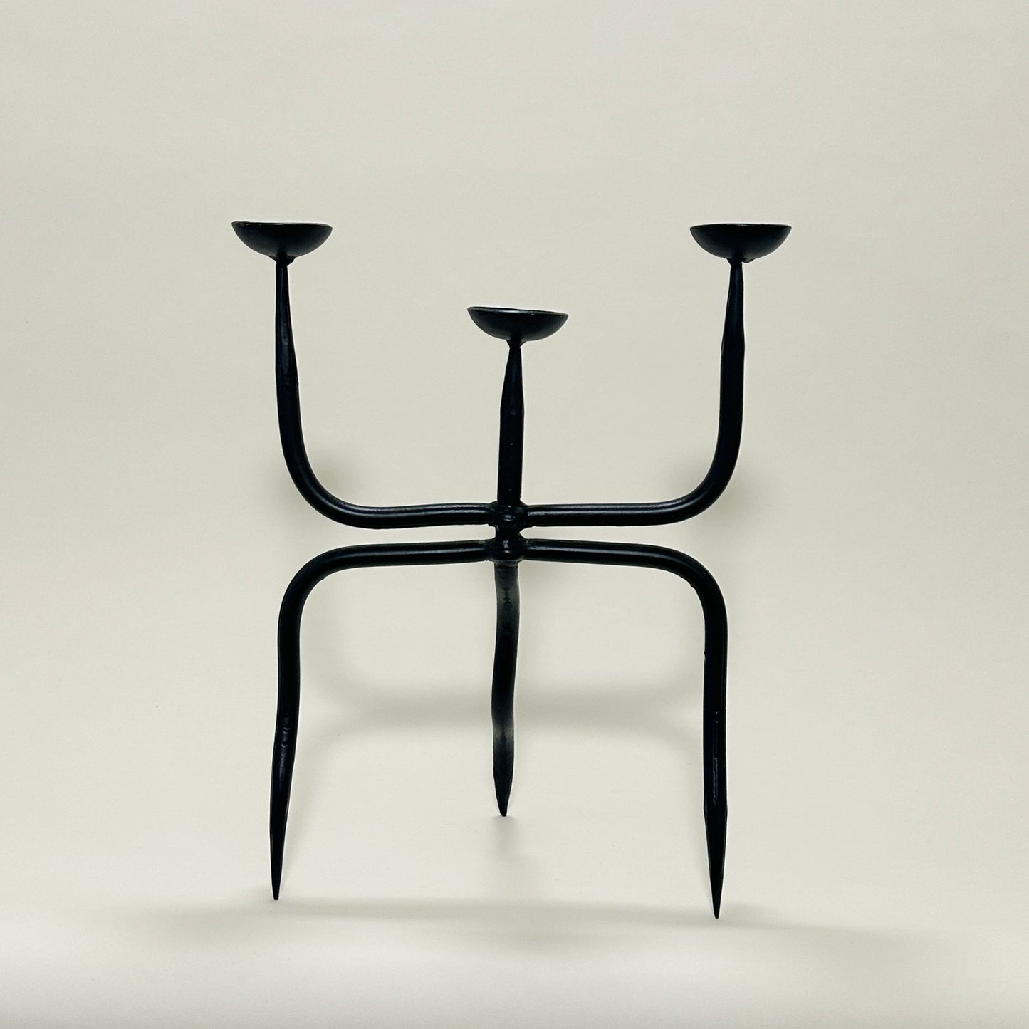 Large black wrought-iron candelabra, vintage