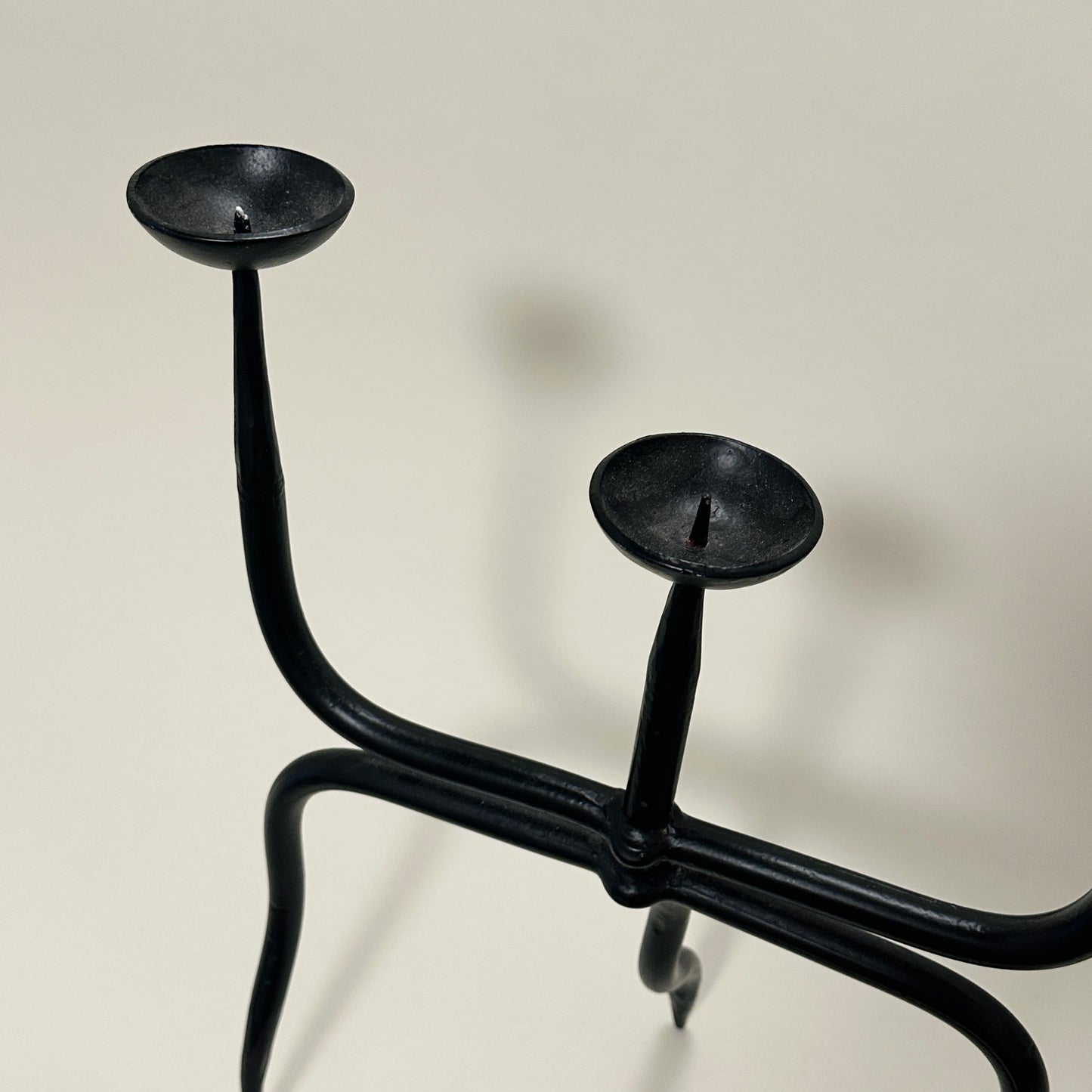 Large black wrought-iron candelabra, vintage