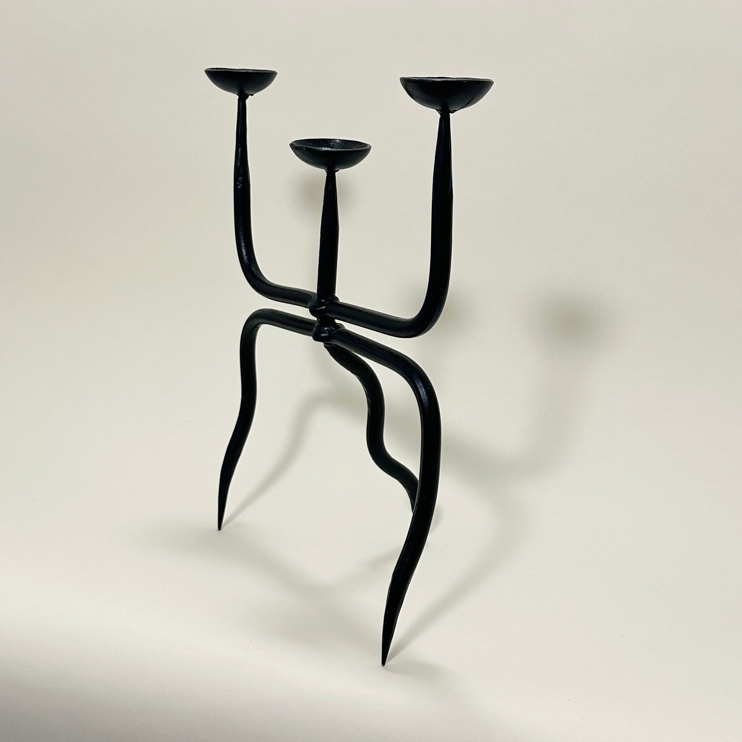 Large black wrought-iron candelabra, vintage