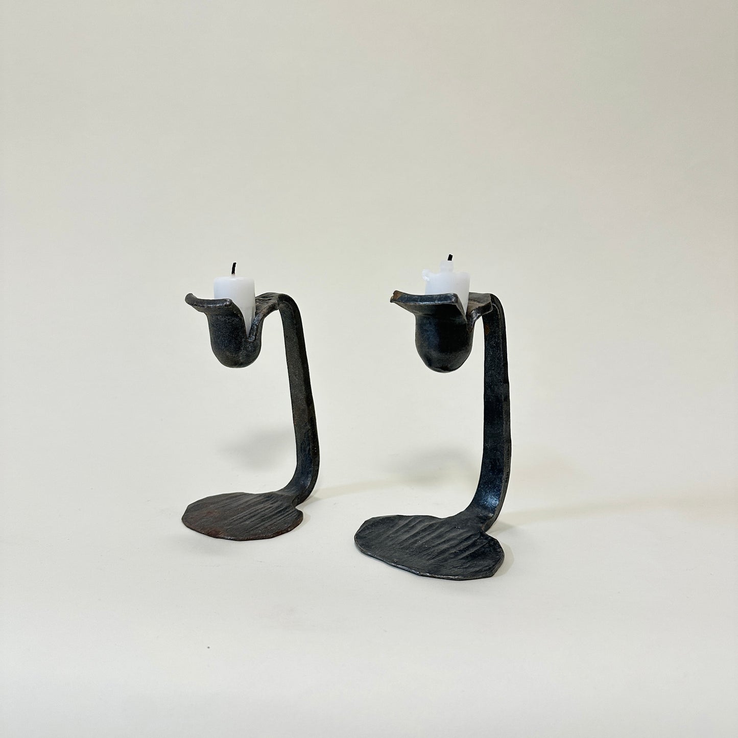 Pair of metal candle sticks, vintage