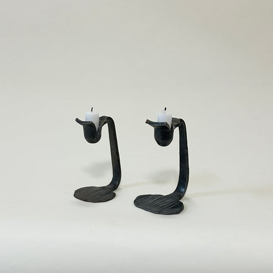 Pair of metal candle sticks, vintage