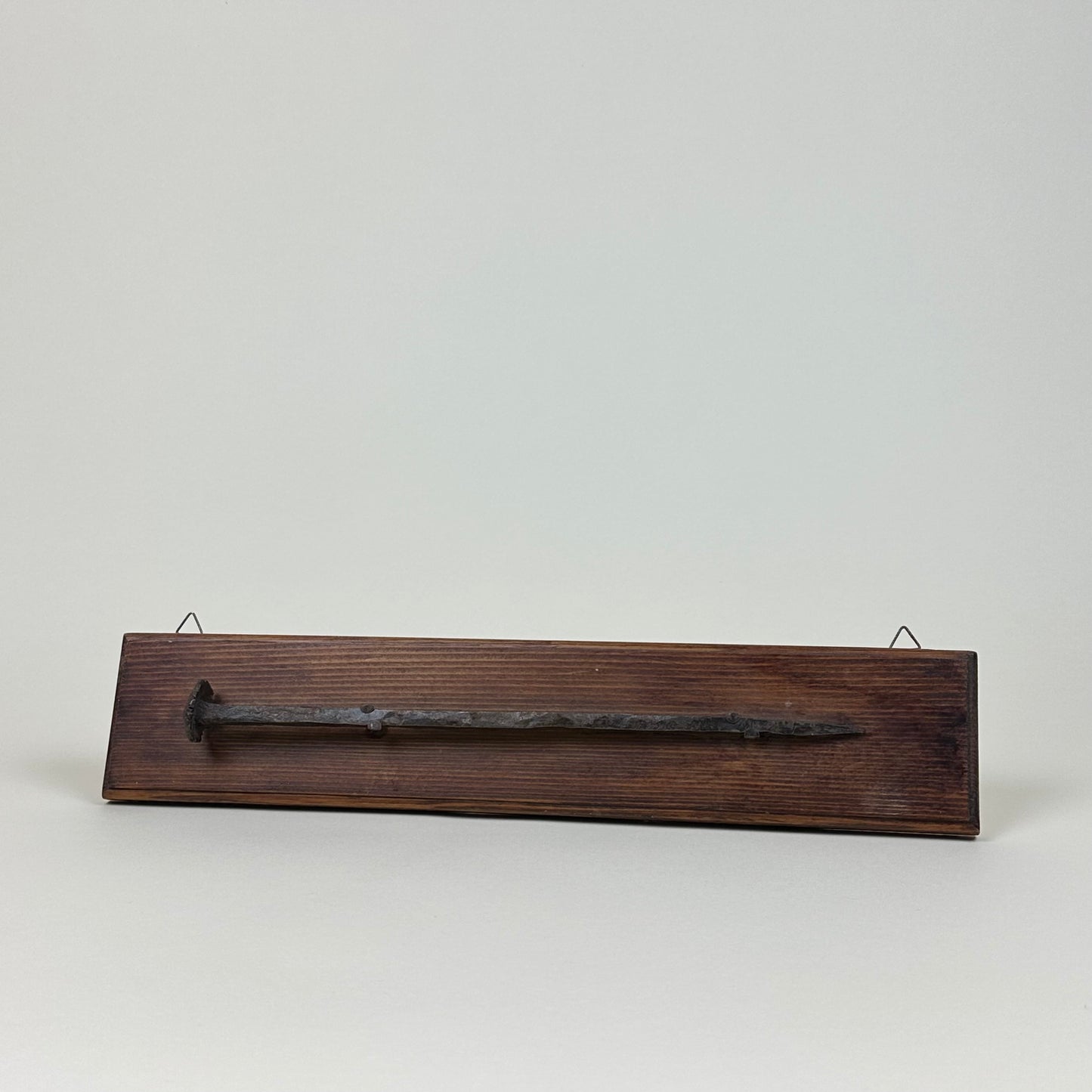 Big old iron nail on wood