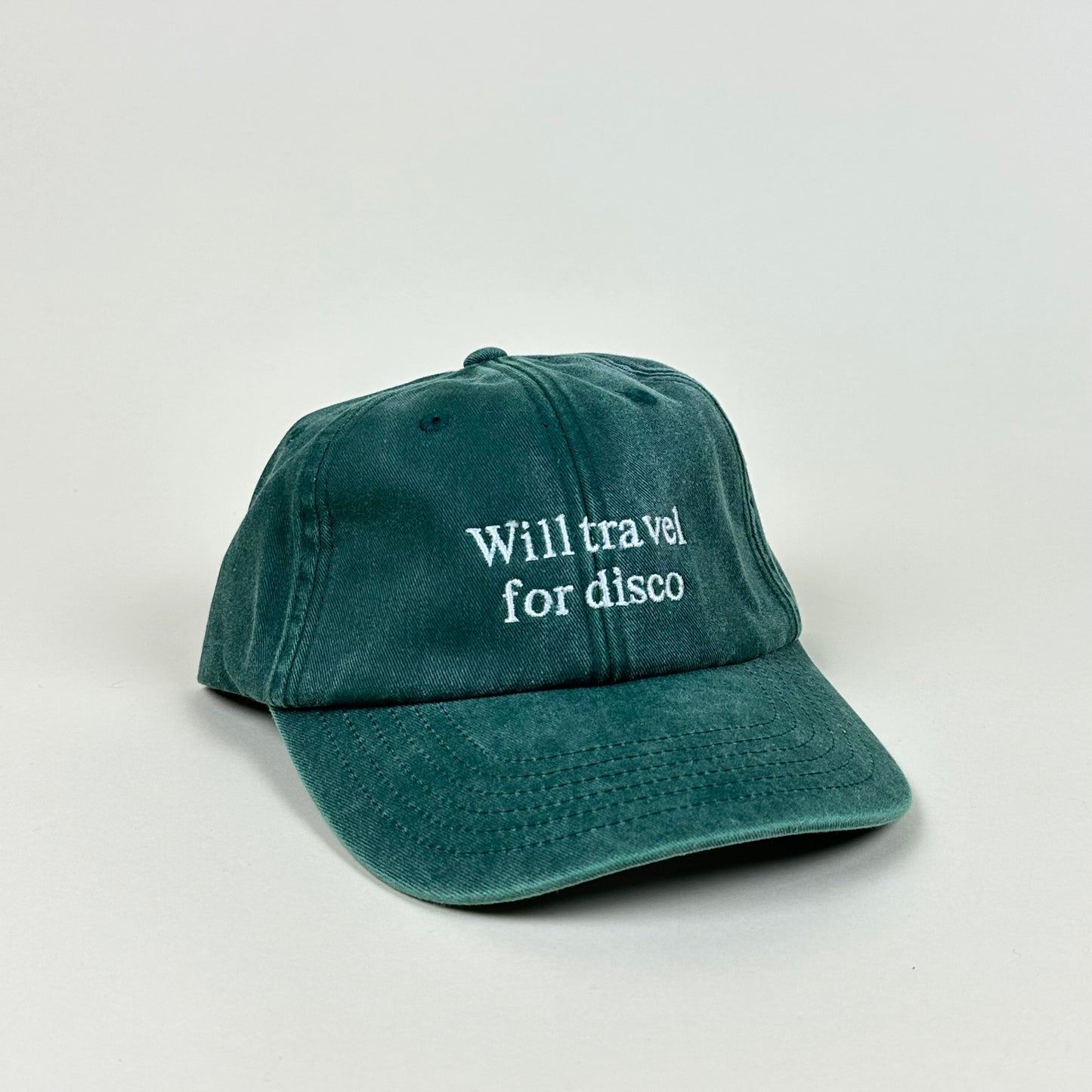Hat, Will Travel For Disco (washed out green/white)