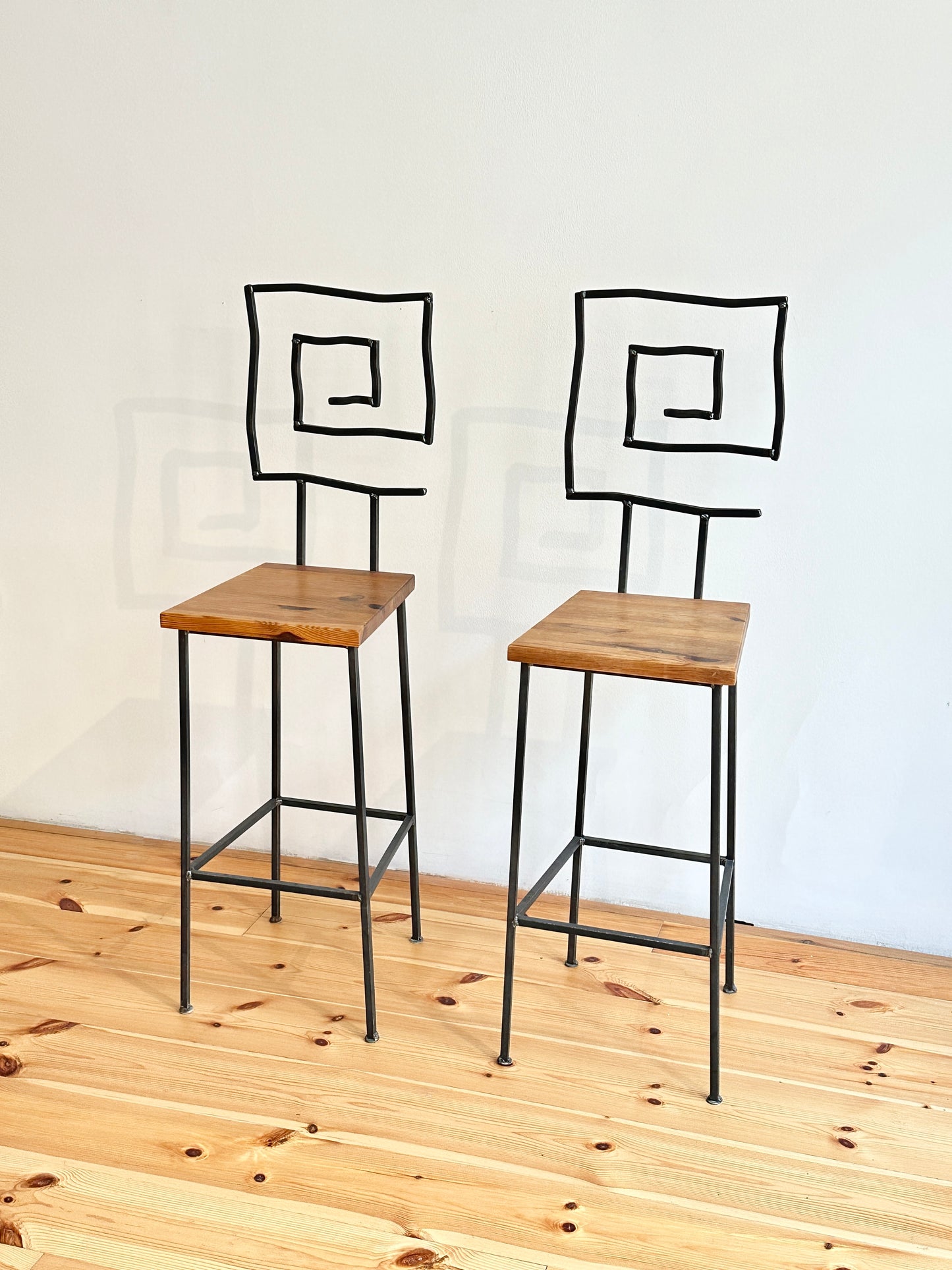 Pair of fun-loving bar stools, vintage