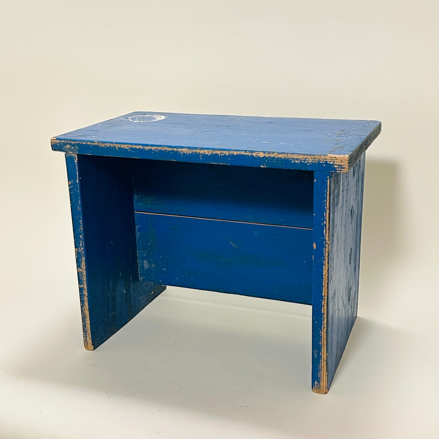 Vintage blue painted stool