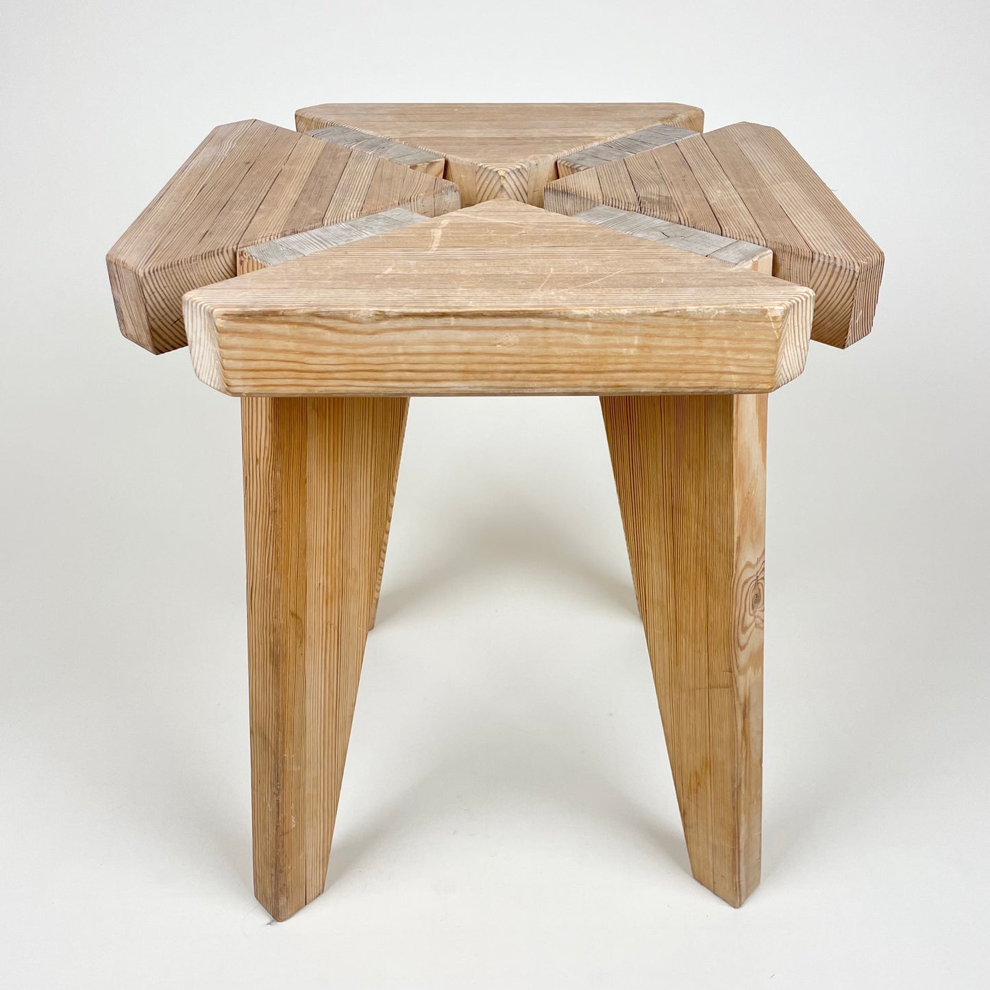 Vintage wooden pine stool