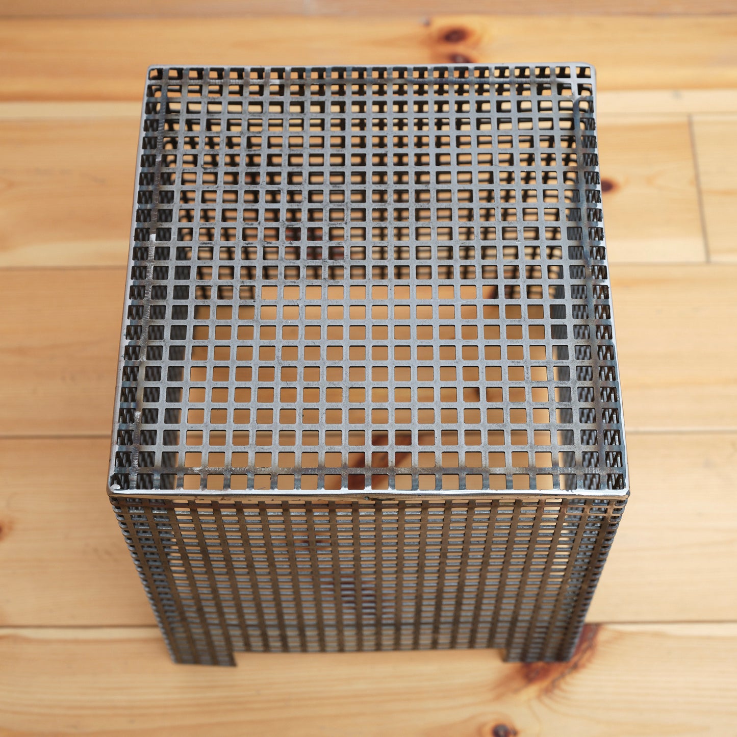 Steel grid pedestal, low, by Lisa Reiser