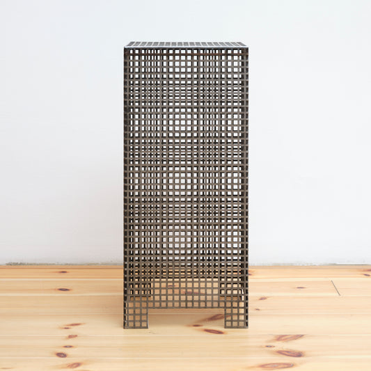 Steel grid pedestal, high, by Lisa Reiser