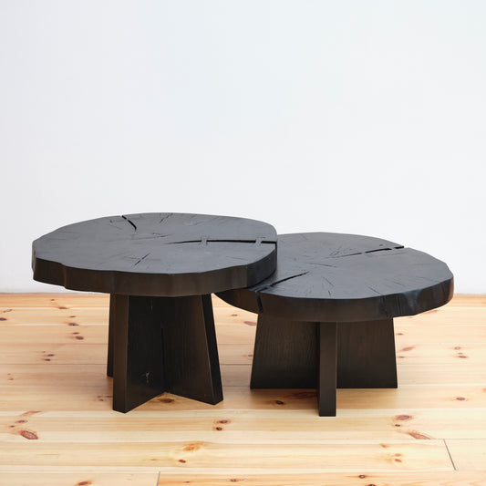 Black coffee table duo by Niklas Runesson