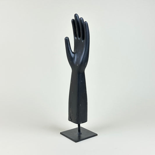 Black, wooden hand sculpture, vintage