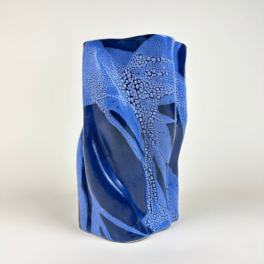 Ceramic vase, blue and blue, by Astrid Öhman