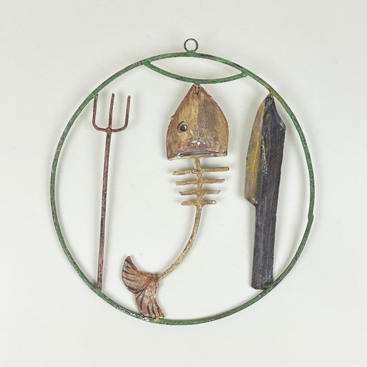 Metal fish sign/wall decoration, vintage