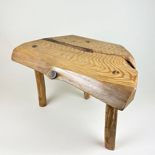 Low wooden freeform stool, vintage