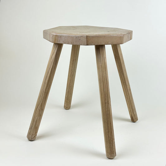Octagon shaped wooden stool, vintage
