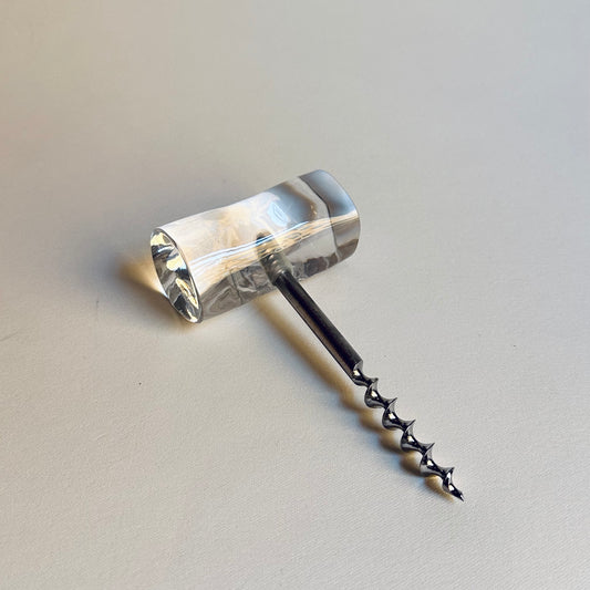 "Öppnare" corkscrew by Simon Klenell, clear glass
