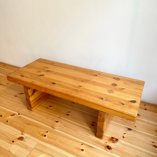 Wooden bench / coffee table by Roland WIlhelmsson