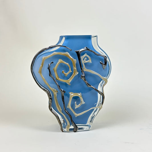 Blue glass vase by Silje Lindrup