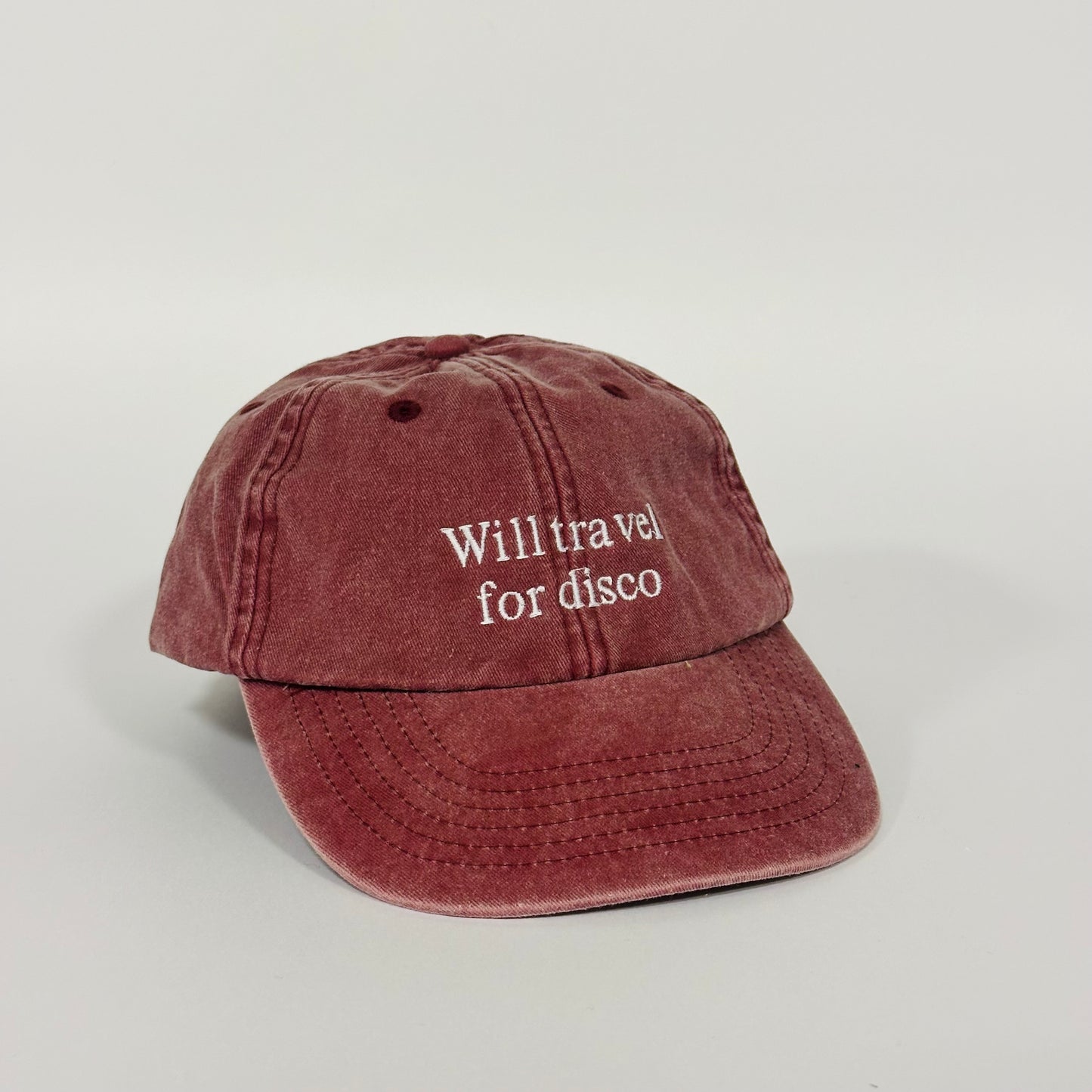 Hat, Will Travel For Disco (washed out red/white)