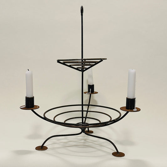 Large rustic metal candelabra, vintage