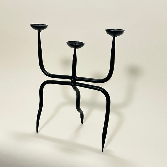 Large black wrought-iron candelabra, vintage