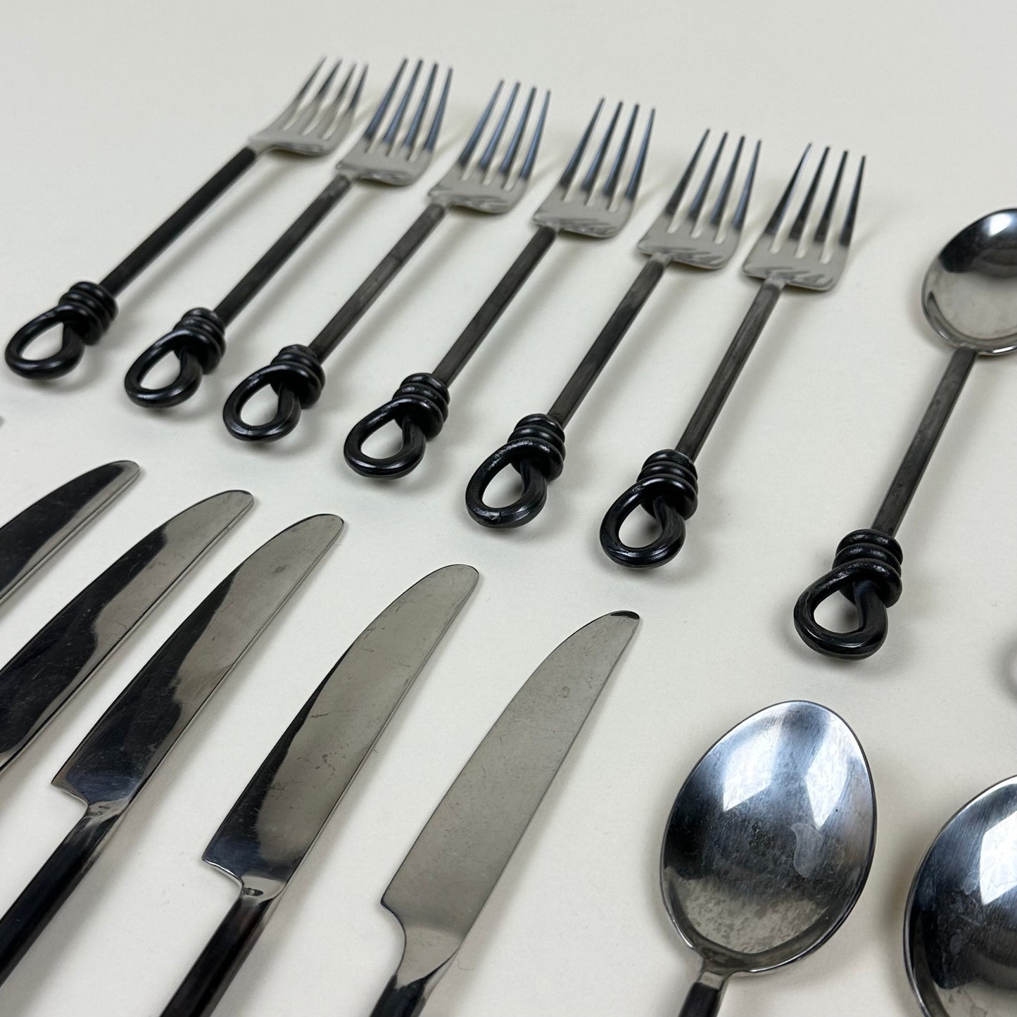 Cutlery with knot, vintage, 18 pieces