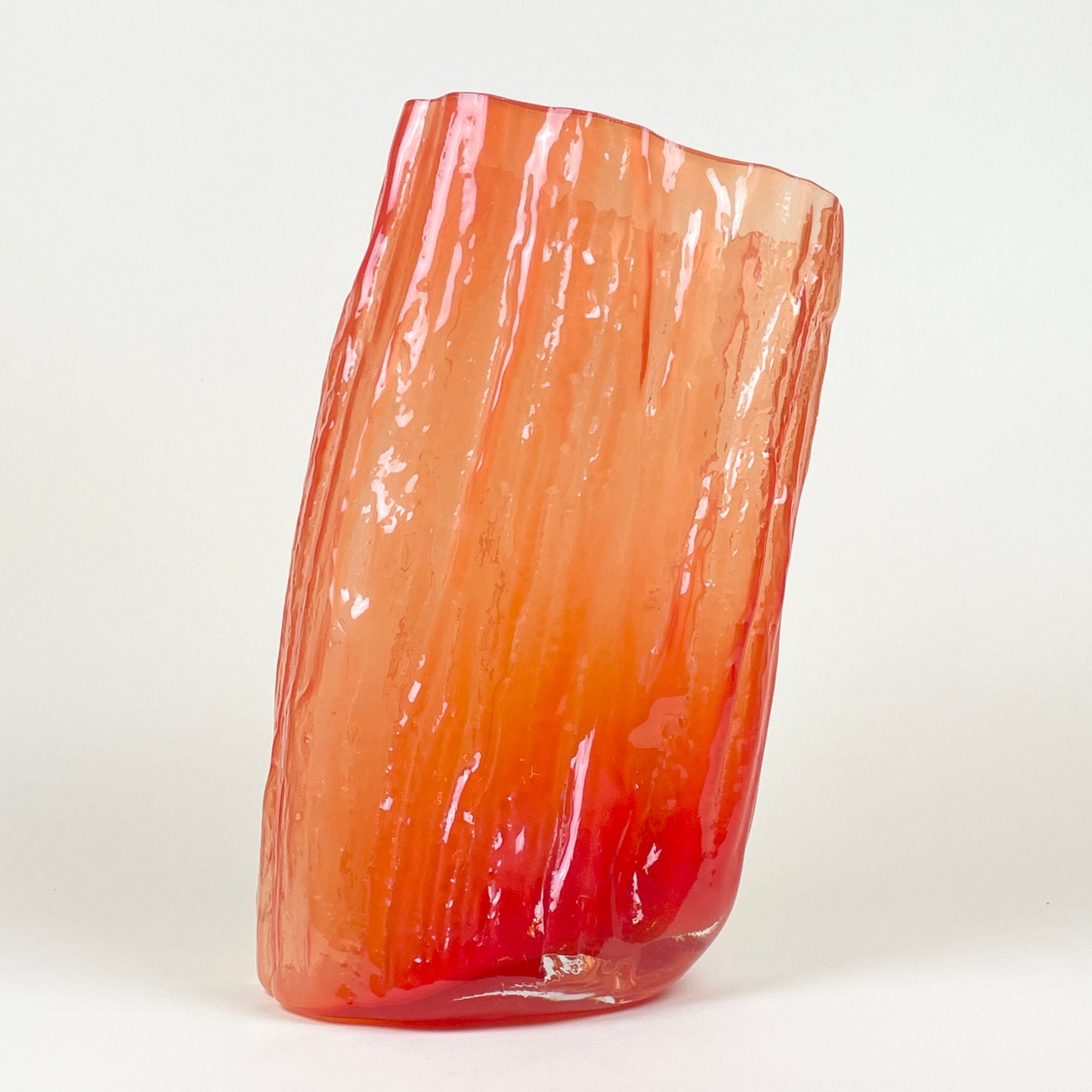 Orange red mouth-blown vase by LAB LA BLA