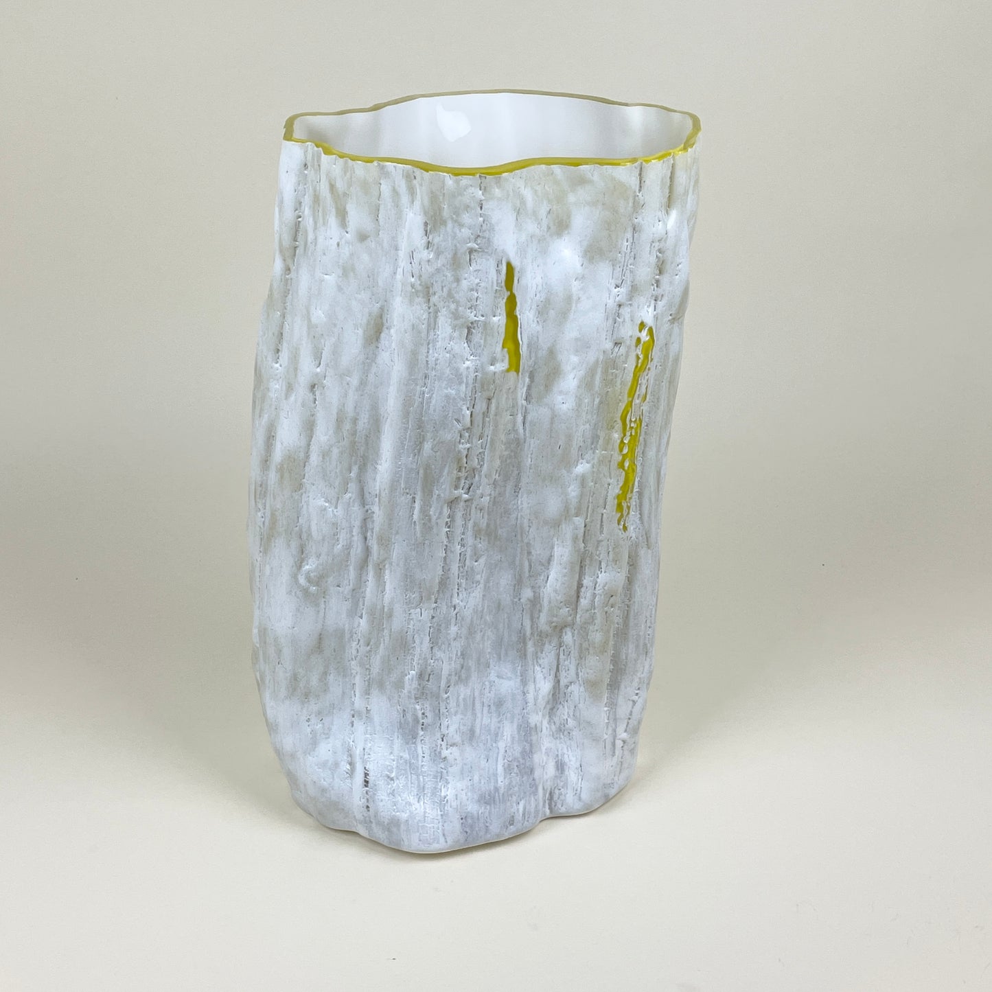White yellow mouth-blown vase by LAB LA BLA