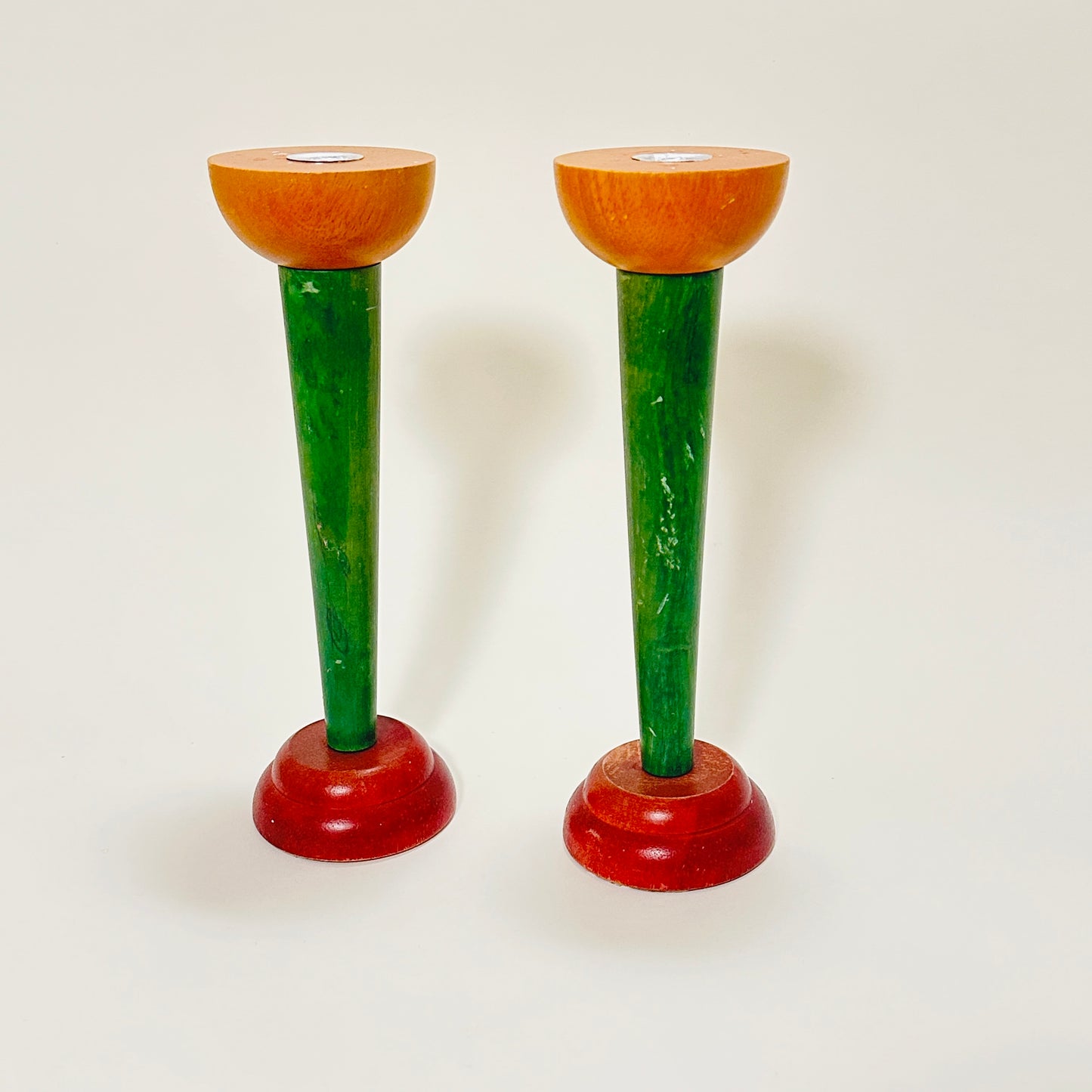 Pair of vintage postmodern candle holders