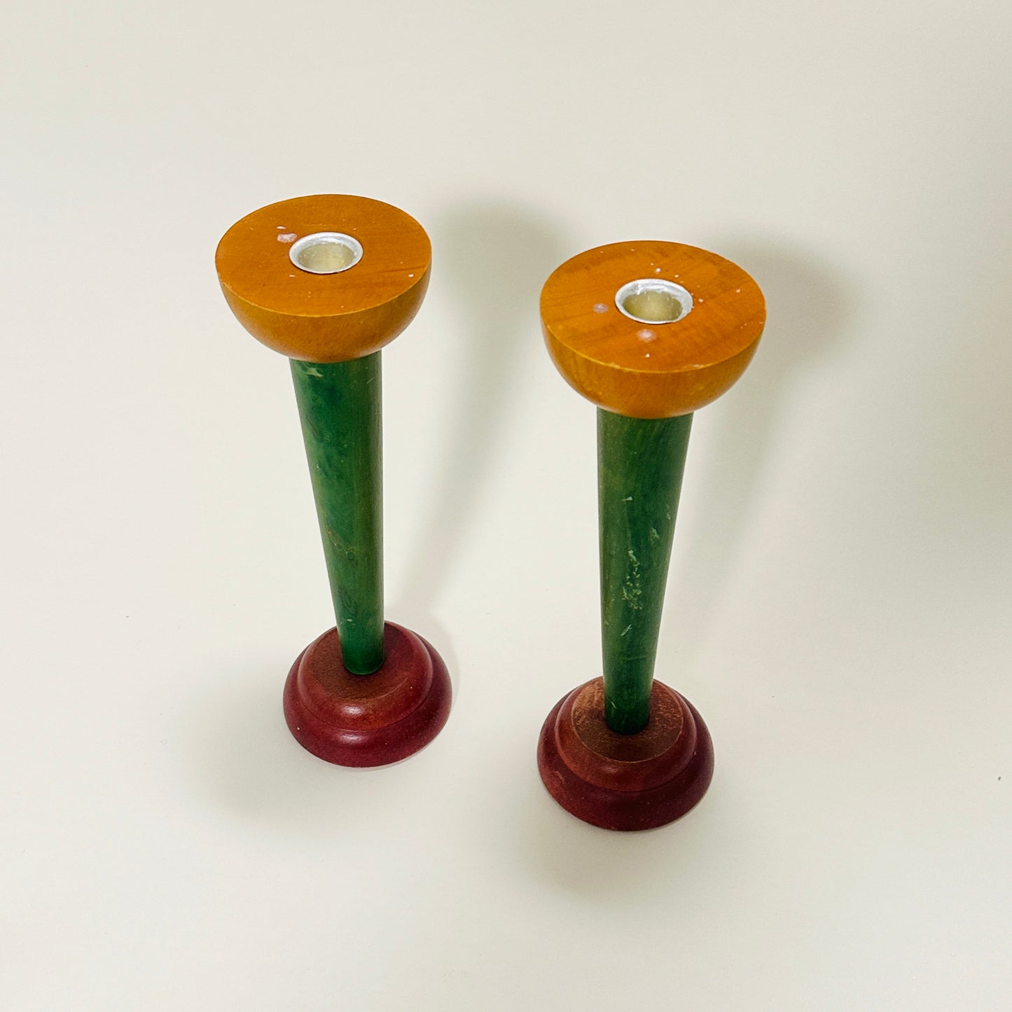 Pair of vintage postmodern candle holders
