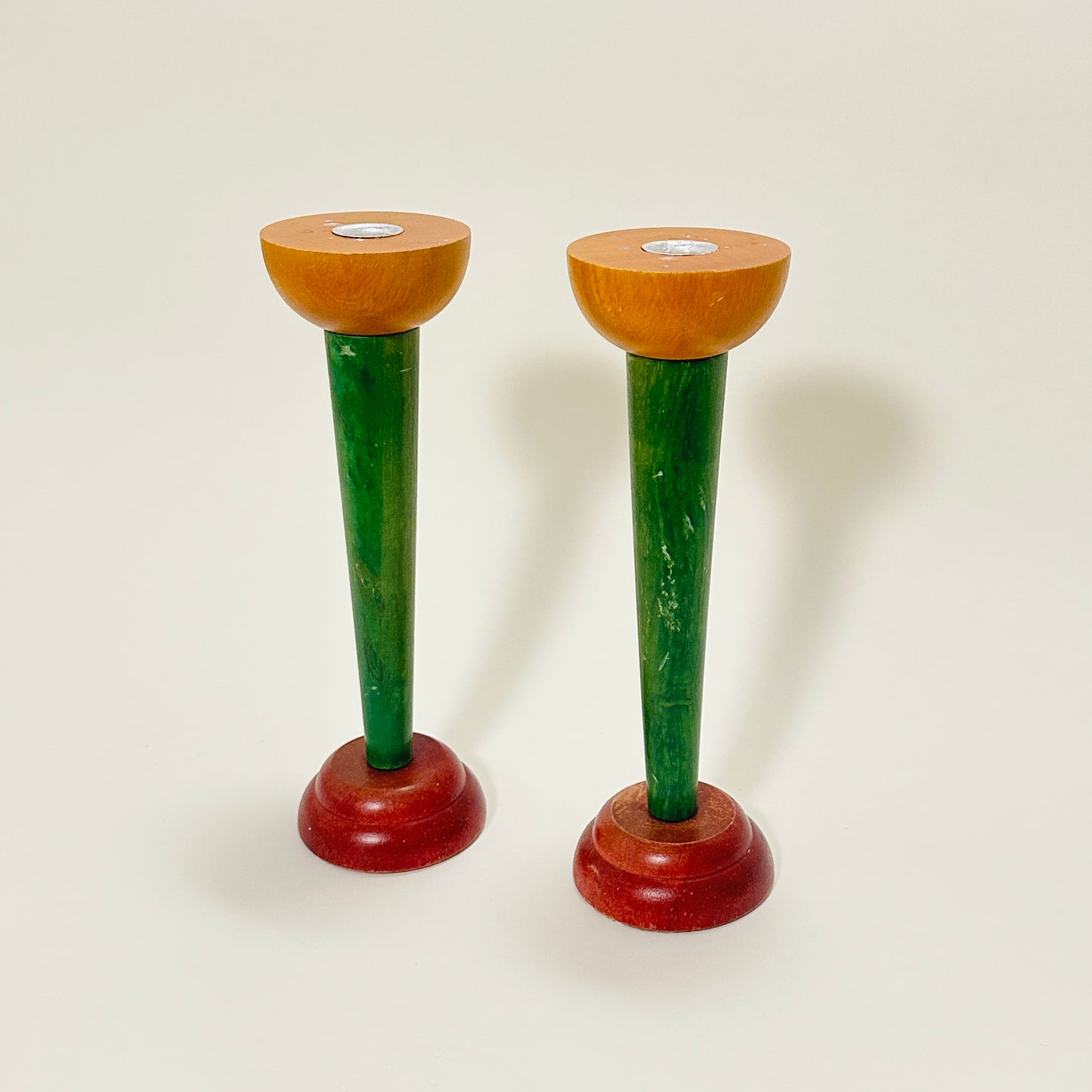 Pair of vintage postmodern candle holders