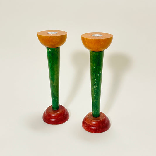 Pair of vintage postmodern candle holders