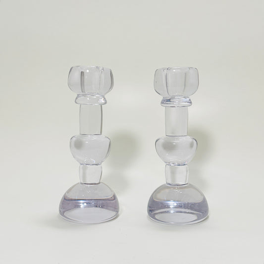 Pair of glass candle holder by Christer Sjögren