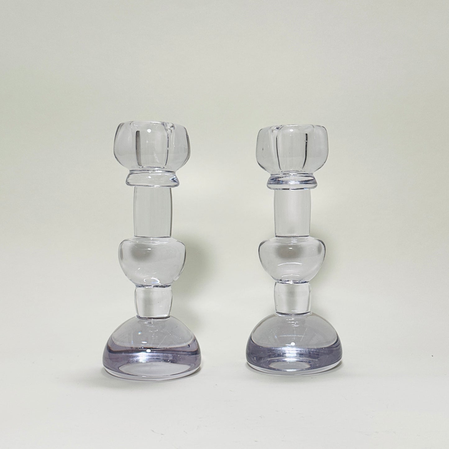 Pair of glass candle holder by Christer Sjögren