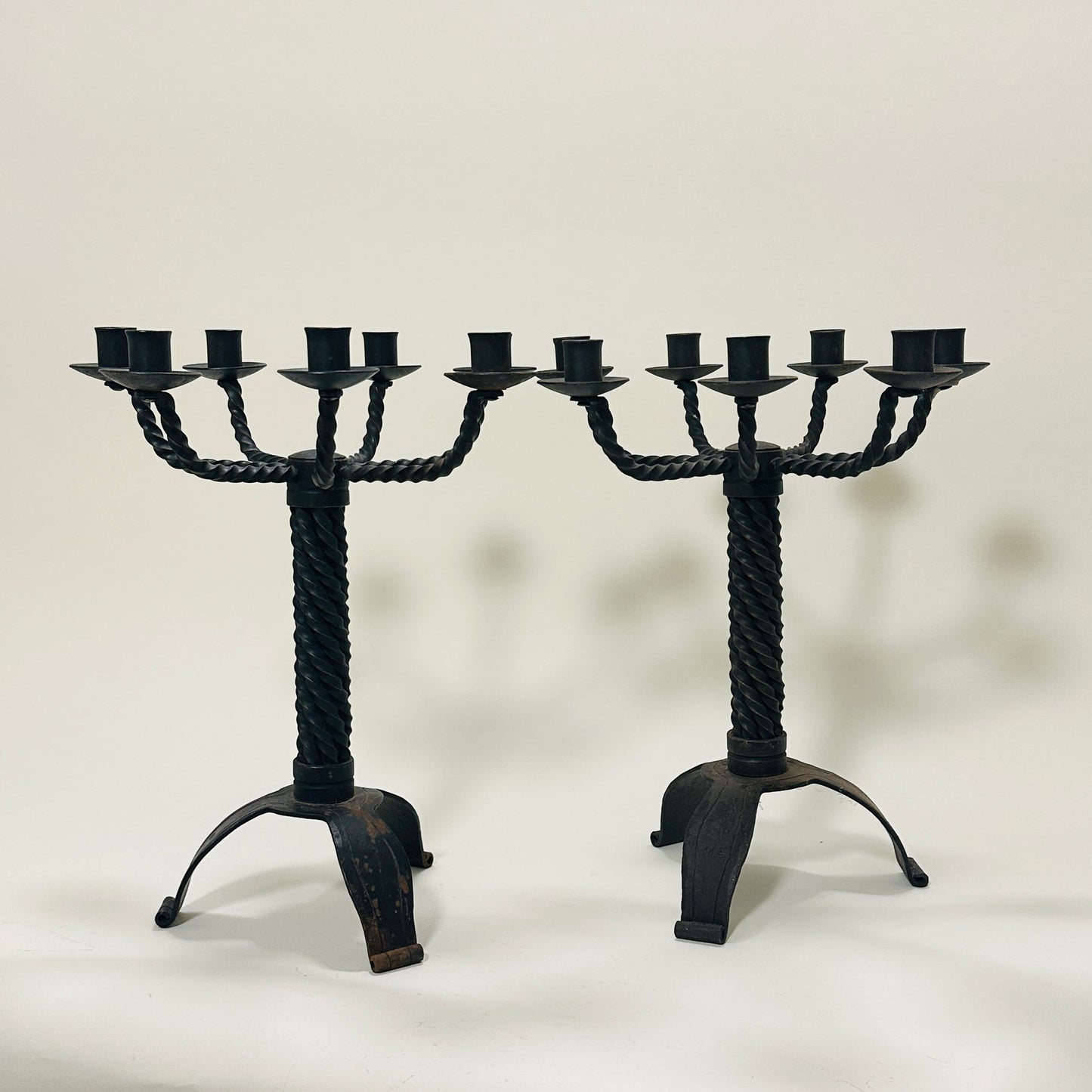 Vintage pair of brutalist candle holders