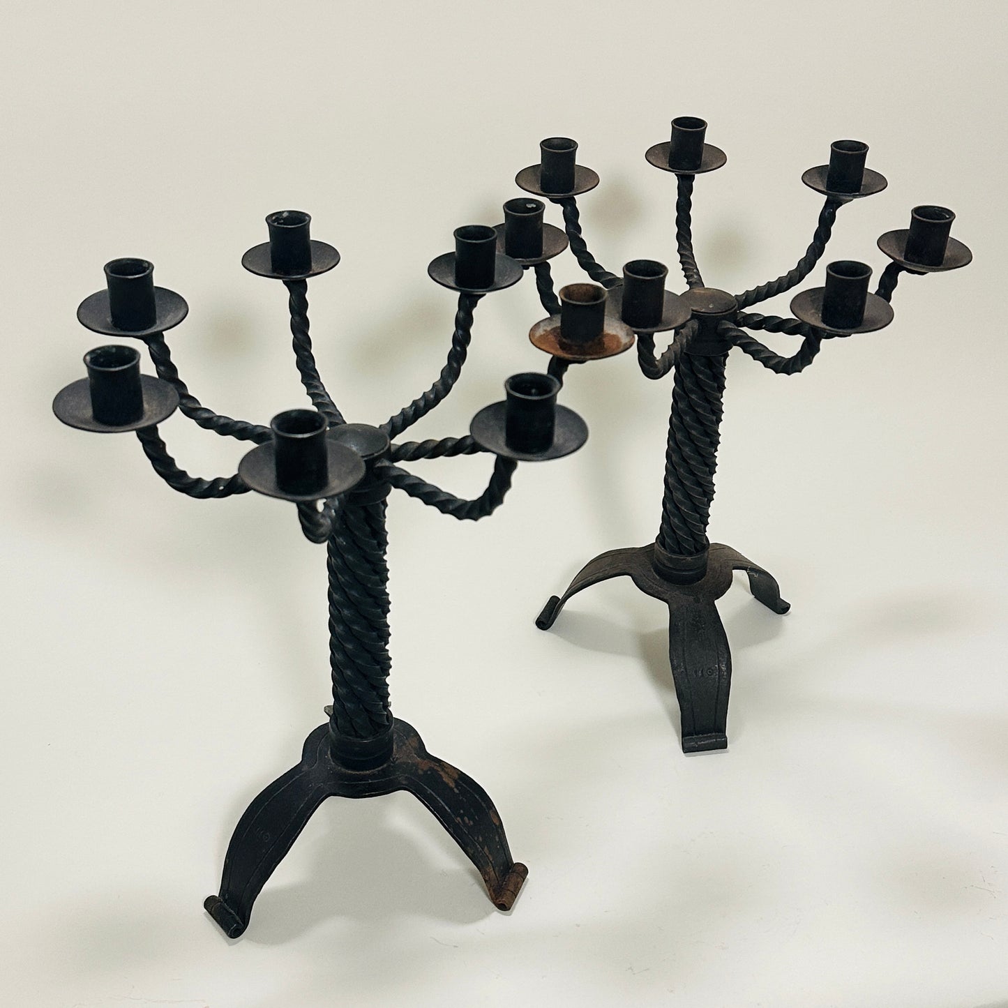 Vintage pair of brutalist candle holders