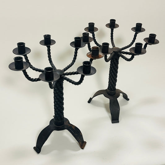 Vintage pair of brutalist candle holders