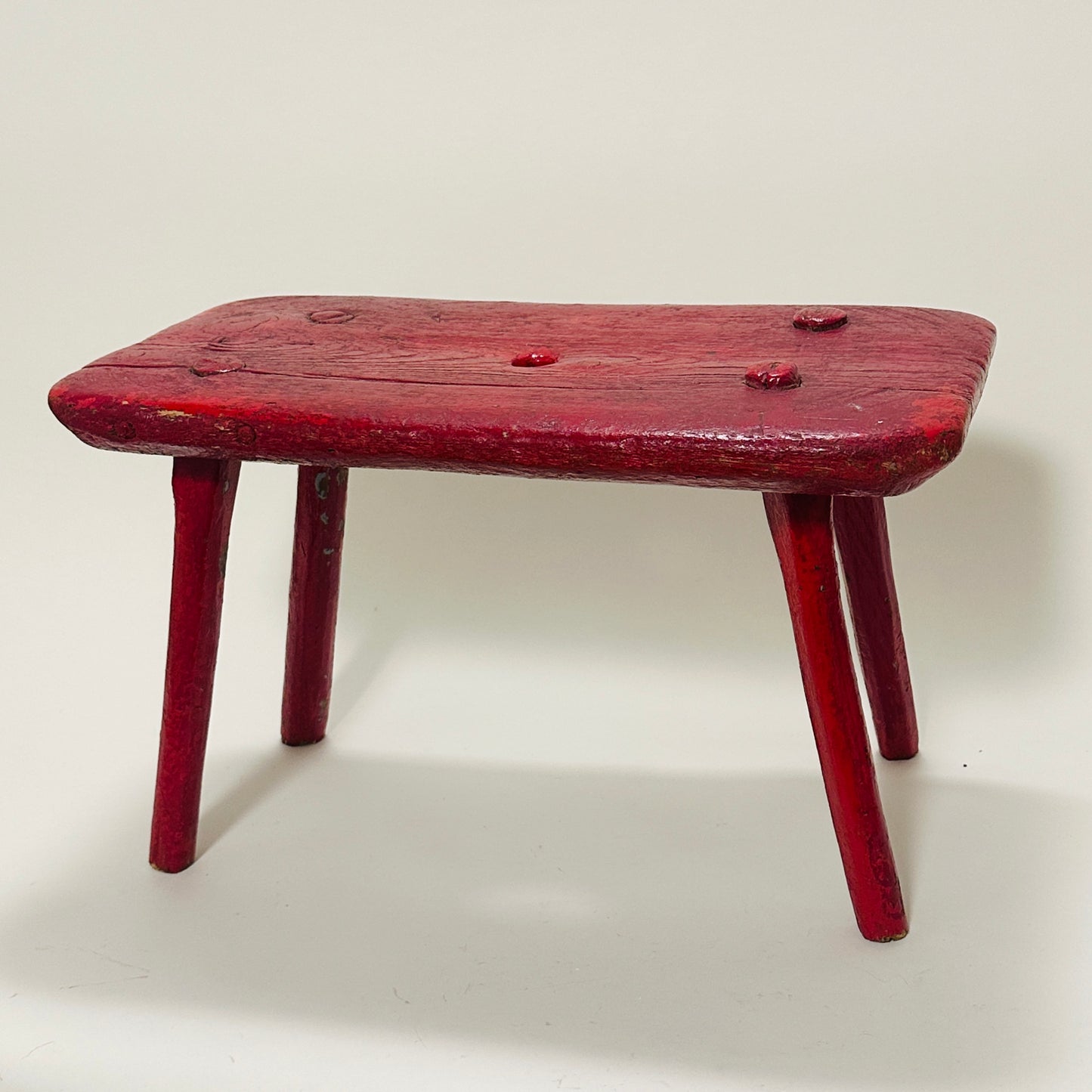 Vintage wooden milk stool (red painted)