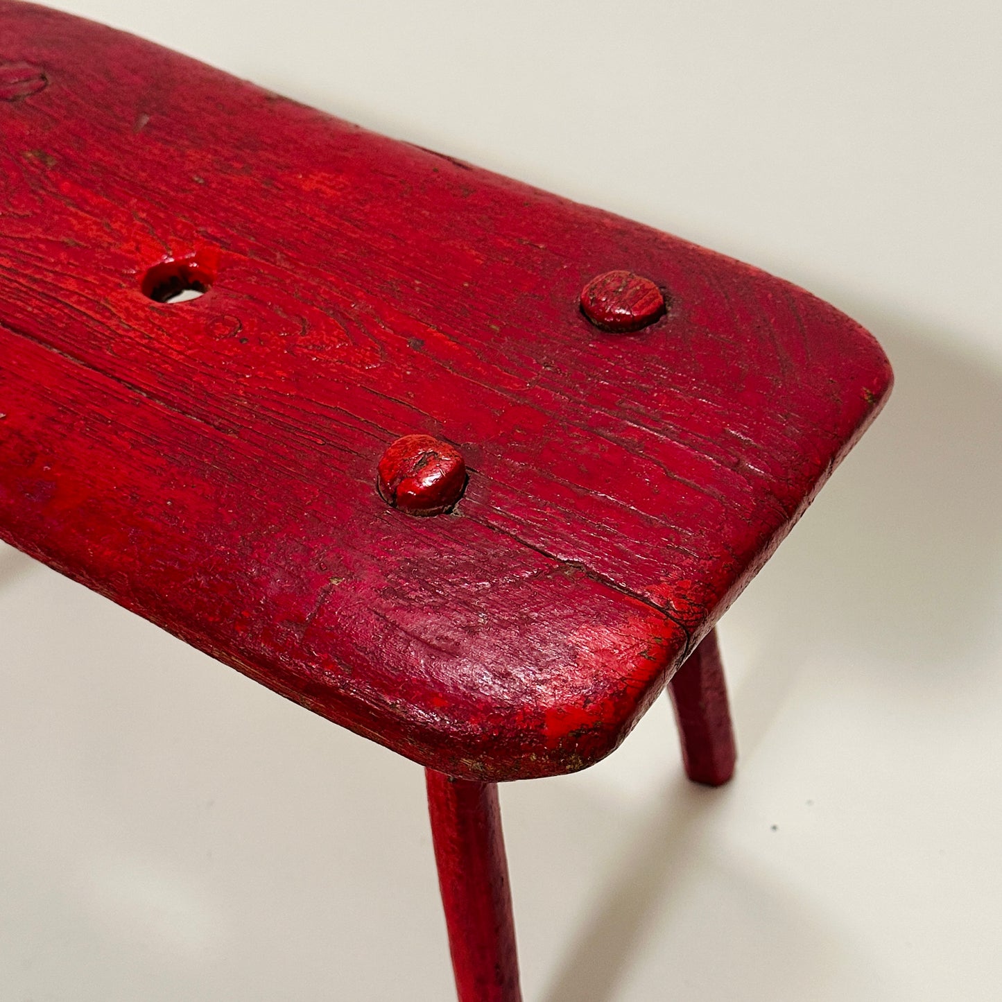 Vintage wooden milk stool (red painted)