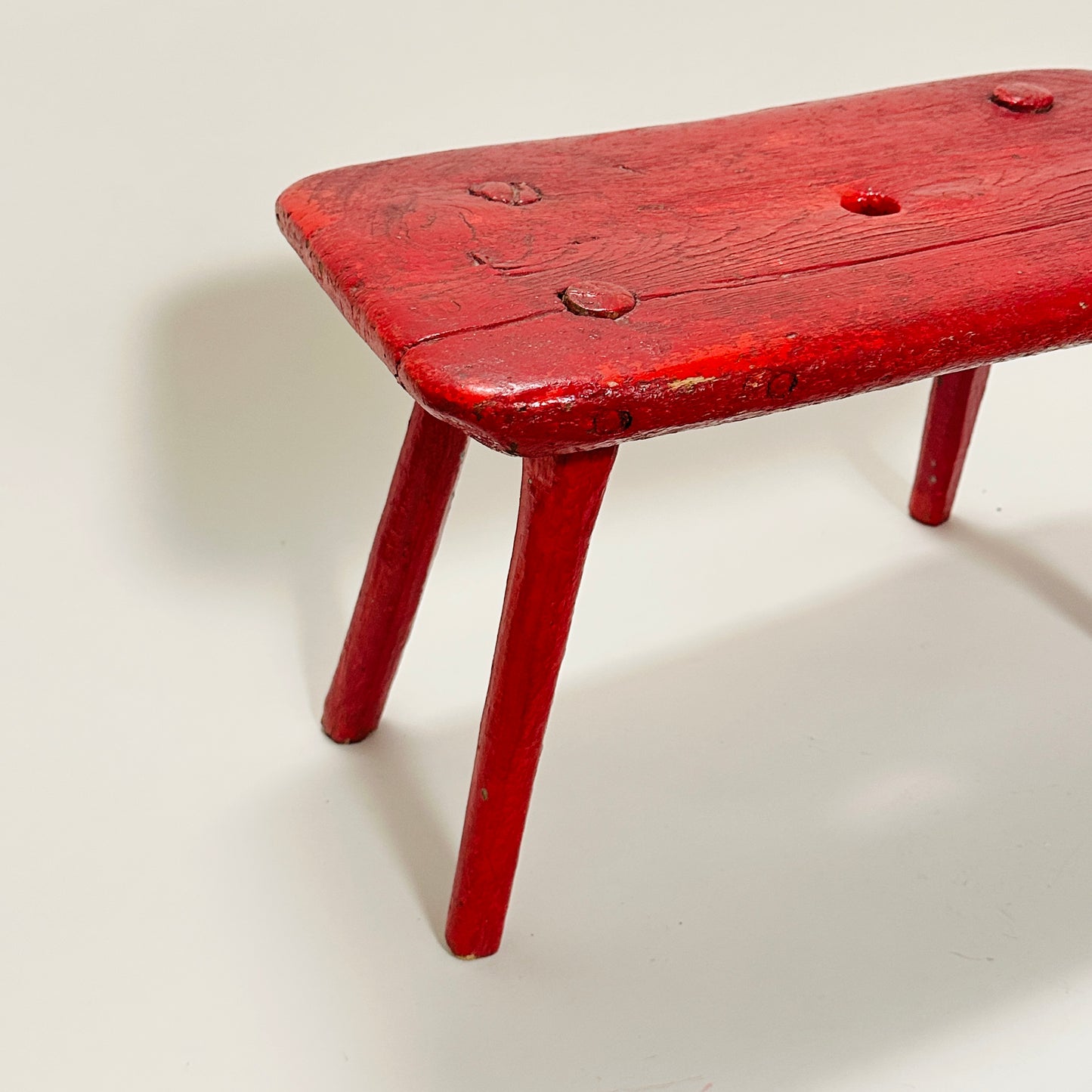 Vintage wooden milk stool (red painted)