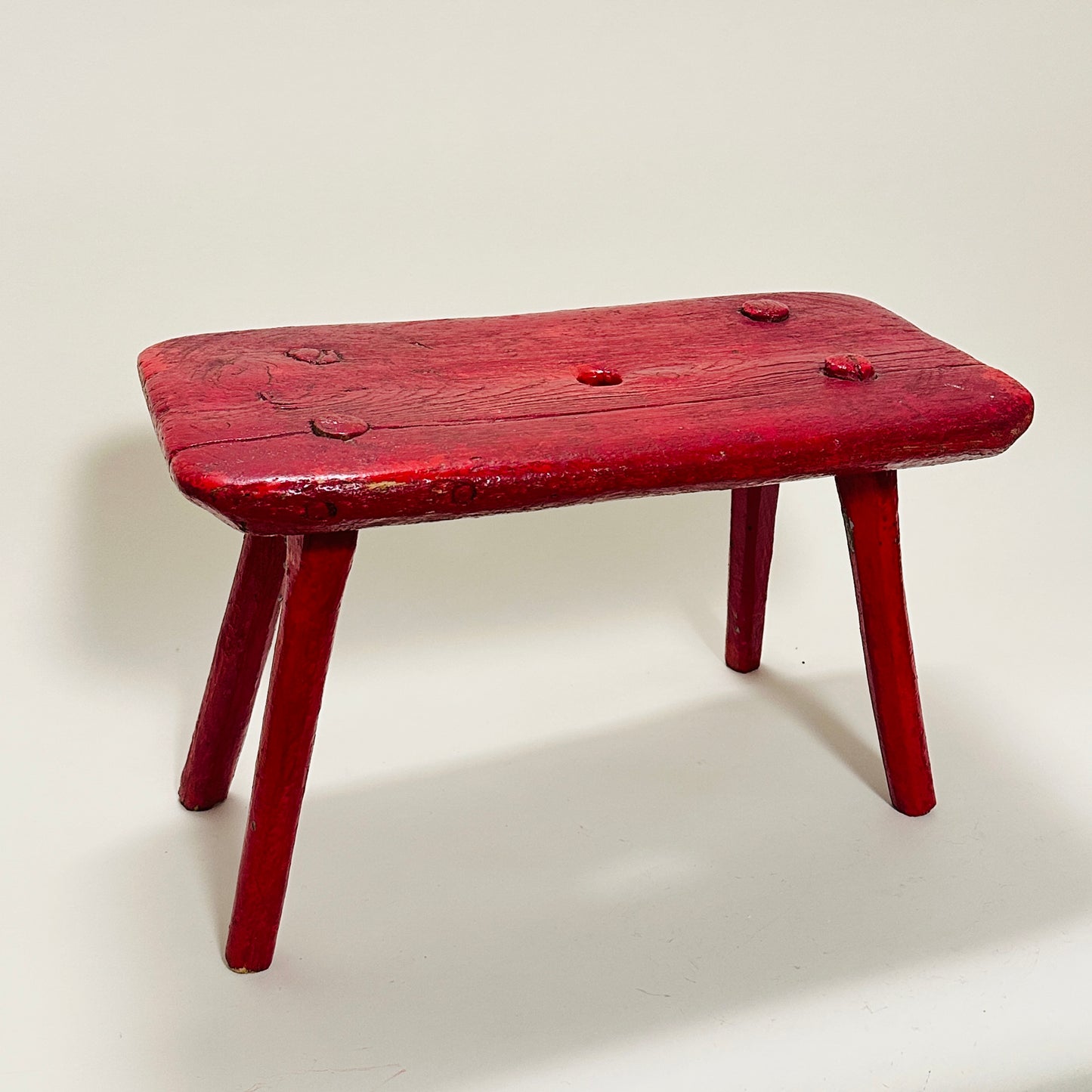 Vintage wooden milk stool (red painted)